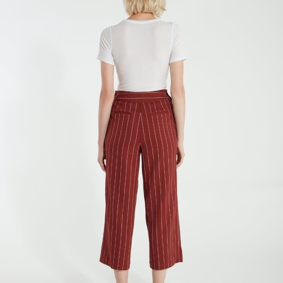 J.O.A. Woven Side Button Wide Leg Pants Brick Stripe Medium - Picture 4 of 7